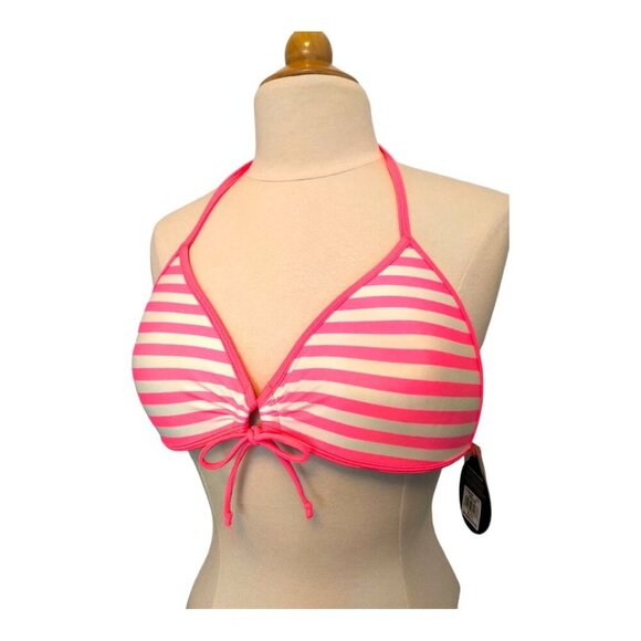 Barbie⭐NWT⭐Body Glove Push Up Cleavage builder bikini top Neon Pink Stripes - Picture 5 of 15